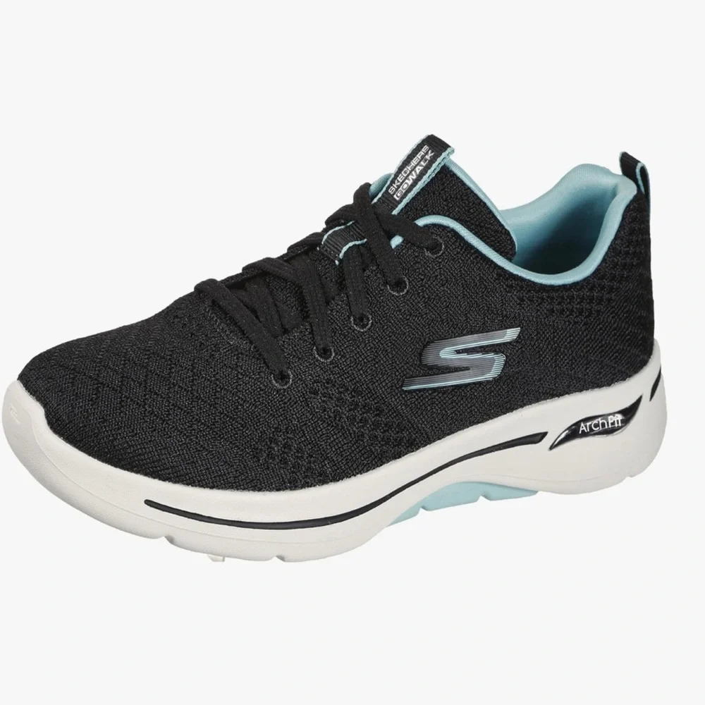 Skechers Women's Black and Aqua Sneakers - Picture 4 of 6